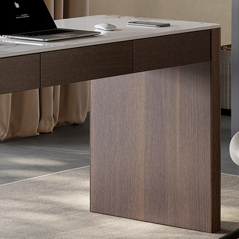 Bureau à 3 tiroirs Smoky Wood, H 29,53 po x l 70,87 po x P 23,62 po