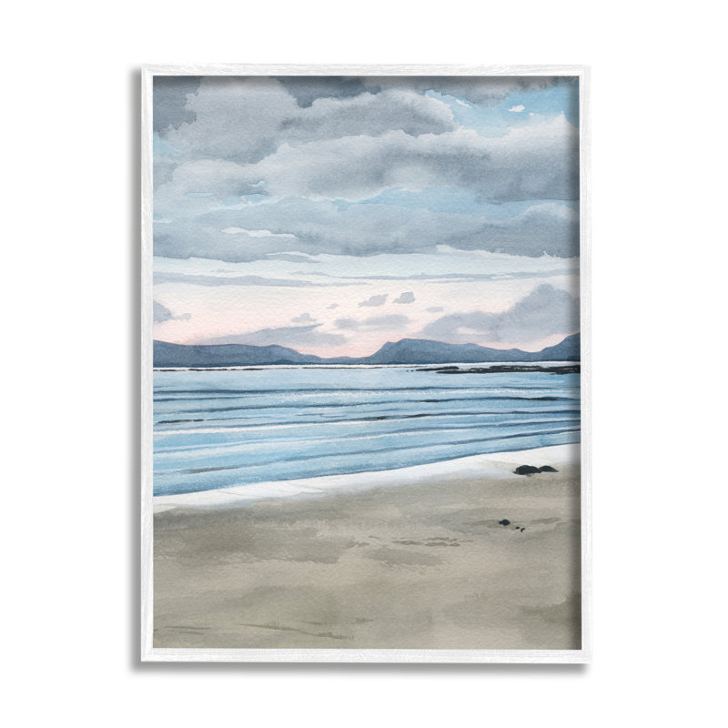 «Cloudy Sunrise Beach Scenery» par Grace Popp - peinture à cadre flottant sur bois, H 14 po x l 11 po x P 1,5 po
