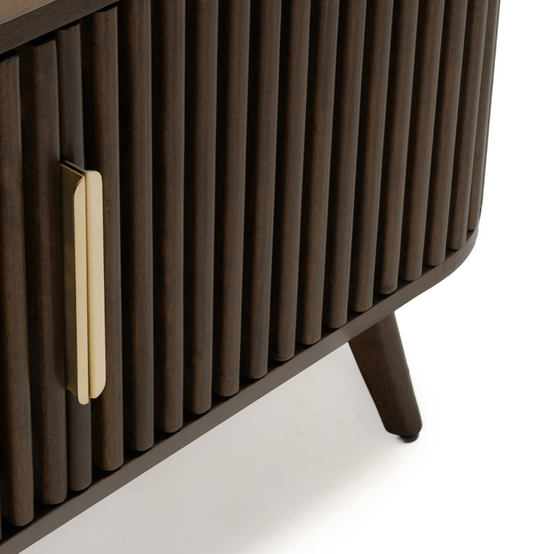 Klever Wooden Corner TV Stand with Slatted Doors