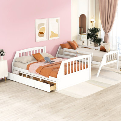 Twinfull Bunk Bed With Storage, White - Versatile And Functional Furniture Drawers, White. Solid Wood Structure. Maximize Storage. Versatile, Can Be Converted. Safe Guardrails. Mattress Not Included.