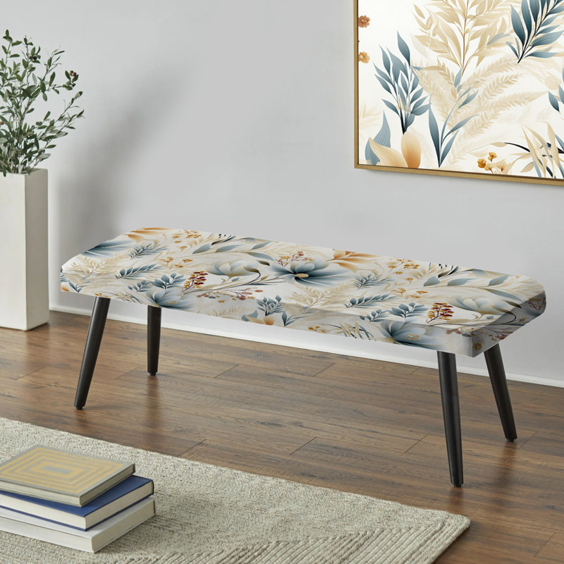 Ethereal Neutrals Ii Boho Motif - Banc rembourré floral noir