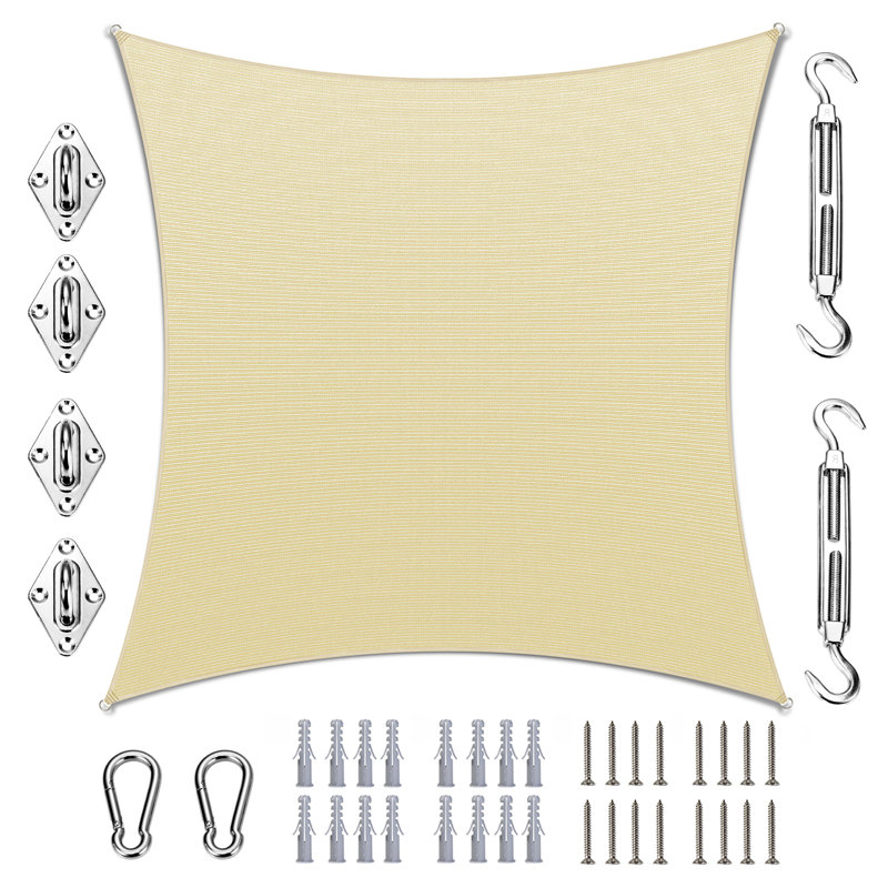 Voile d'ombrage carré Amgo, Beige, Bordure de jardin x 10 pi,