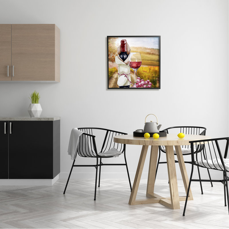 «Wine Bottle Scenery», art giclée par Kim Allen, Giclée encadrée noir minuit, H 24 po x l 24 po x P 1,5 po