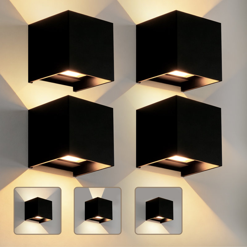Les appliques murales à DEL en aluminium, le carré noir moderne imperméable éclairent l'éclairage vers le bas pour une utilisation intérieure et extérieure 