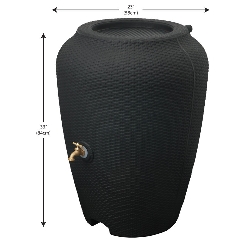 Wicker Rain Barrel, 50 Gallon, Black