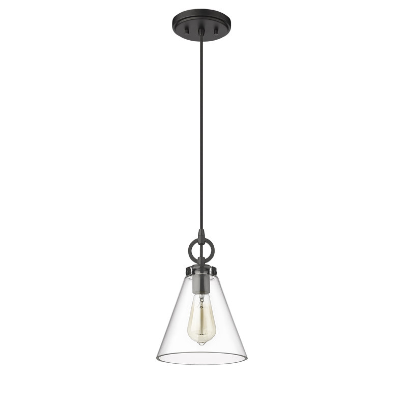 Luminaire suspendu 1 lumière Pays de Galles, Noir mat, H 121,5 po x l 8 po x P 8 po