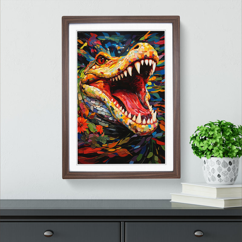XYZ-FRM-V1223-1785 Alligator Orphism - Single Picture Frame Print on Wood, 34cm H x 25cm W x 2cm D, Walnut