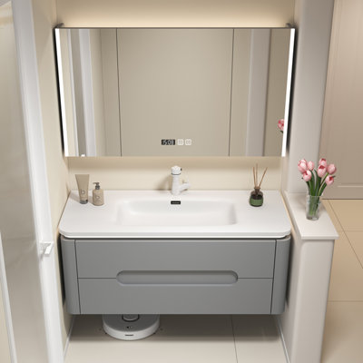Minimalist cream style bathroom cabinet