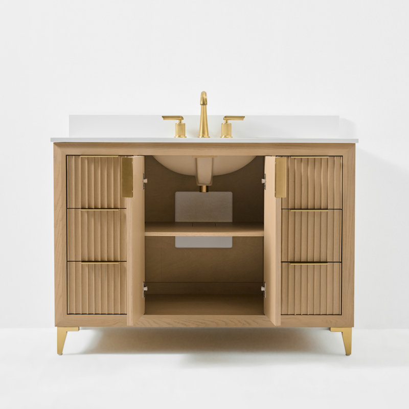 Turlington Freestanding Standard Bathroom Vanity with Top, Oak, 48"