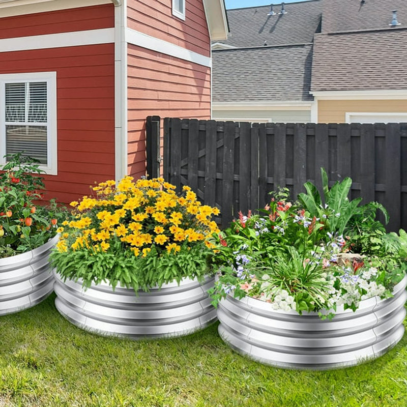 Galvanized Raised Garden Bed Round Metal Planter