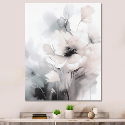 Douces fleurs gris clair I - art mural floral