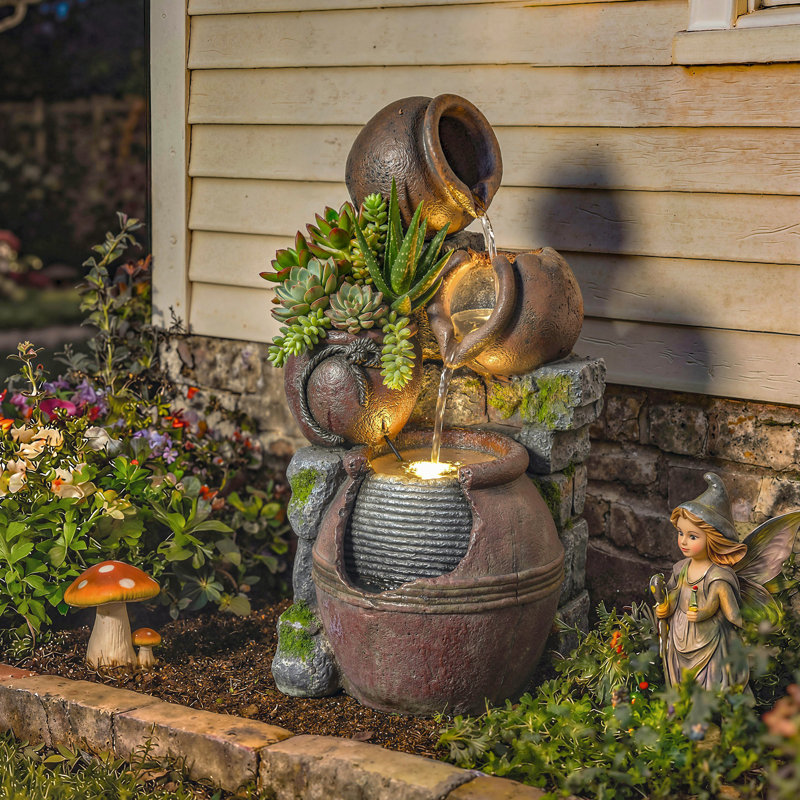 Outdoor Fountain with Lights