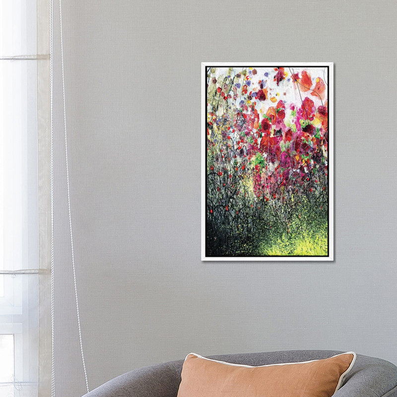 Poppies And Summer by Donatella Marraoni - Painting on Canvas, 66.04 cm H x 45.72 cm W, White Framed
