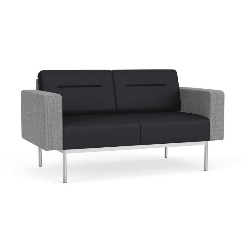 Causeuse de réception Darsey, Sans alimentation, Noir Patriot Plus; gris chambray, Argent argent