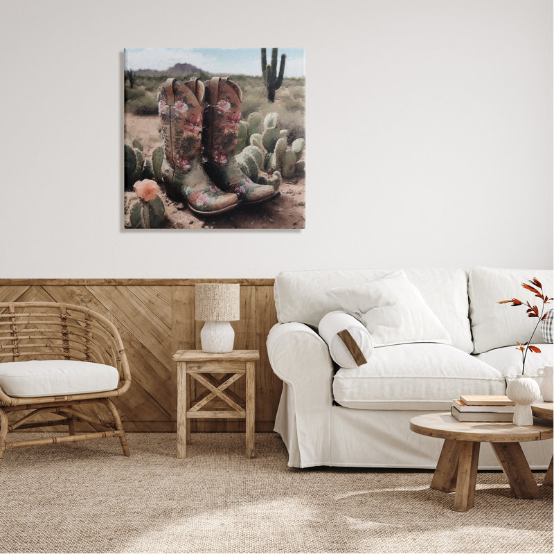 Paysage du sud-ouest, bottes sur bois, impression, H 30 po x l 30 po x P 1,5 po