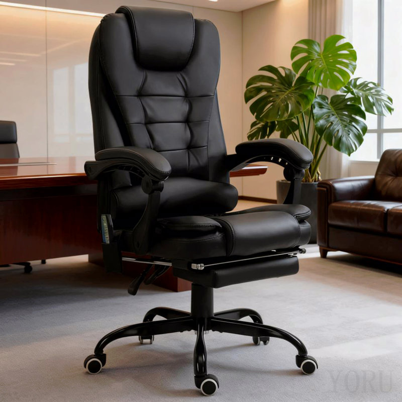 Massage Office Chair High Back Executive Recliner With Lumbar Support, Footrest, Reclining Back, Adjustable Height