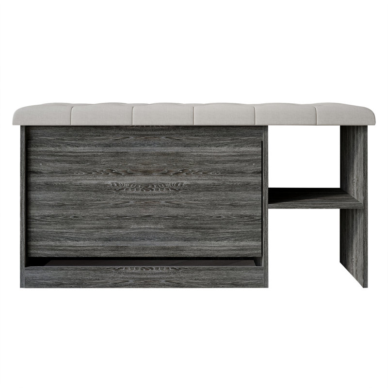 Banc de rangement pour chaussures 11 paires, Gris foncé