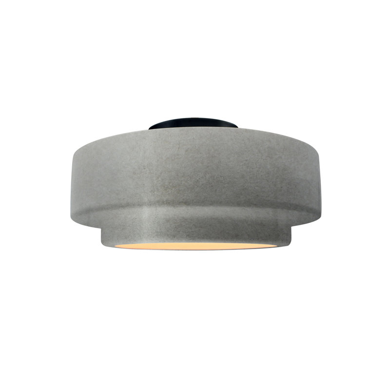 Plafonnier semi-encastré en céramique Dottie, Noir mat, H 7 po x l 12 po x P 12 po, Argent antique