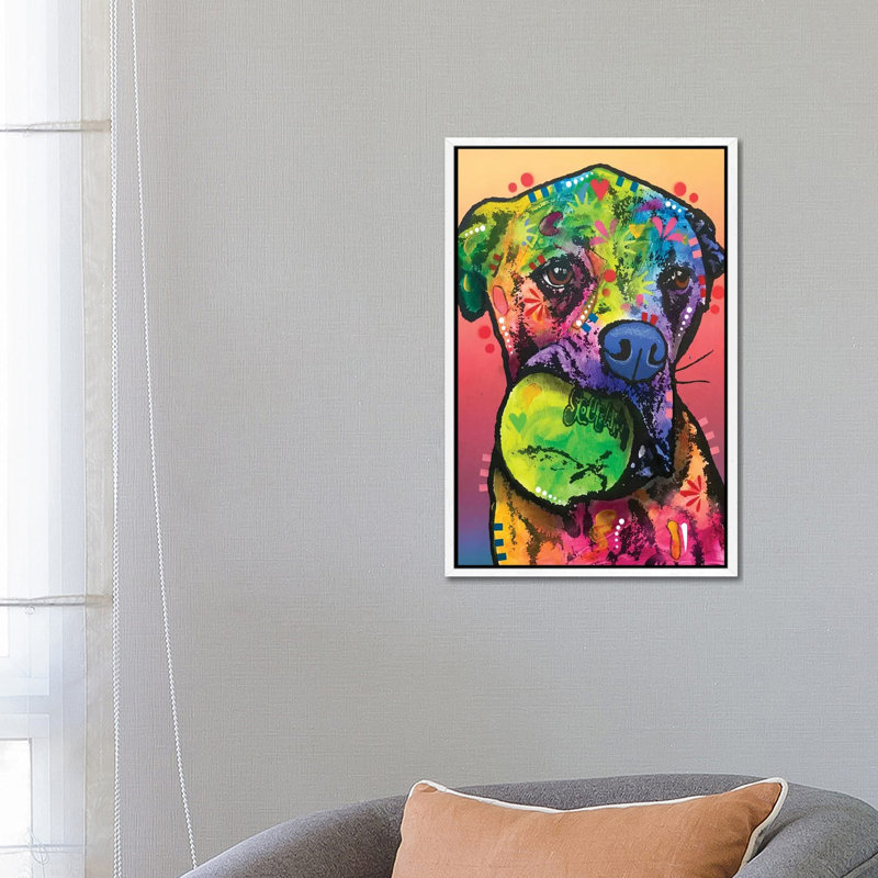 Tennis Ball by Dean Russo - Print on Canvas, 66.04cm H x 45.72cm W x 3.81cm D, White Framed