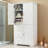 Tall and Wide Storage Cabinet with Doors for Bathroom/Office, Three Drawers, White