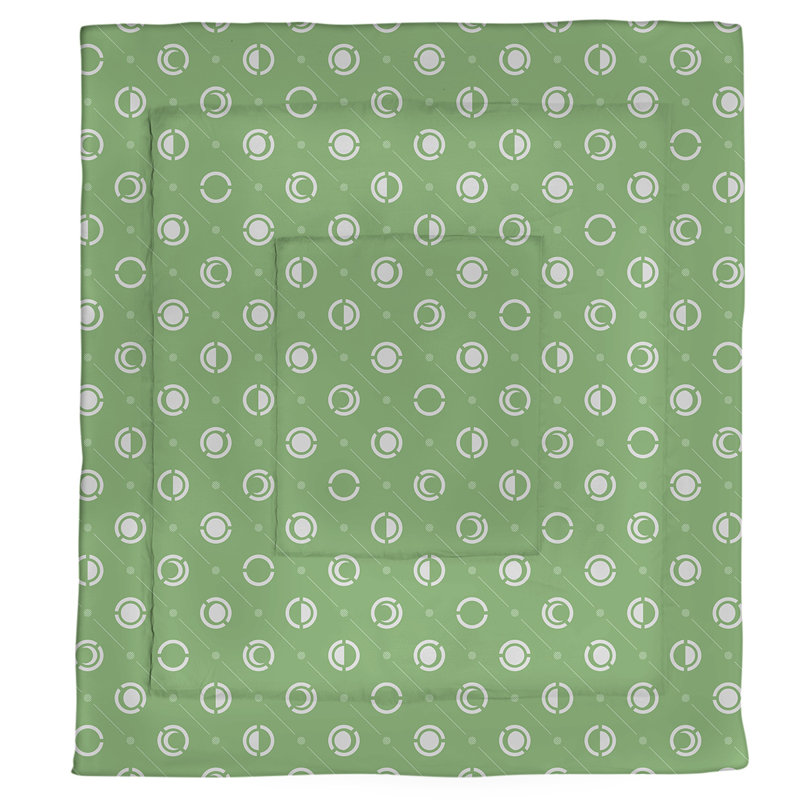 Édredon simple réversible en microfibre à deux couleurs Moon phases, Édredon pour lit simple, Blanc/vert