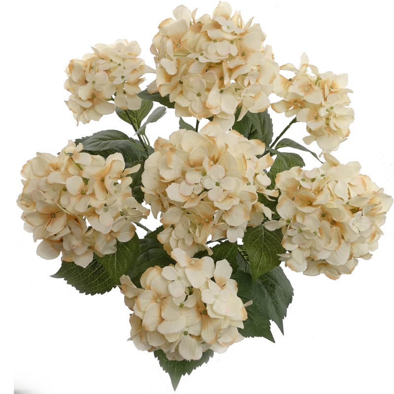 Ultra Realistic Faux Silk Hydrangea Arrangement - Artificial Flowers for Home Decor, Beige