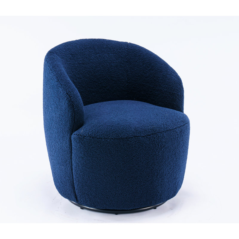 Swivel Accent Chair In Dark Blue With Black Powder Coating Metal Ring And Fabric - Foam Filled, 24.93 In. Product Depth, Width, 26.93 Height, 26.92 Lb Cover Ring, Filled Height