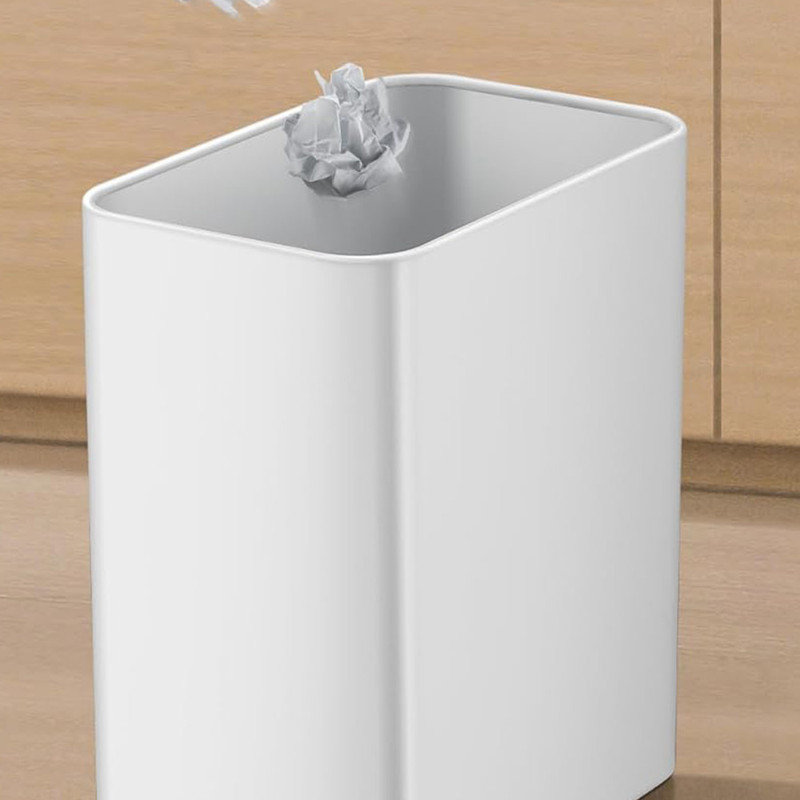 White Stainless Steel Slim 2.1 Gallon Trash Can