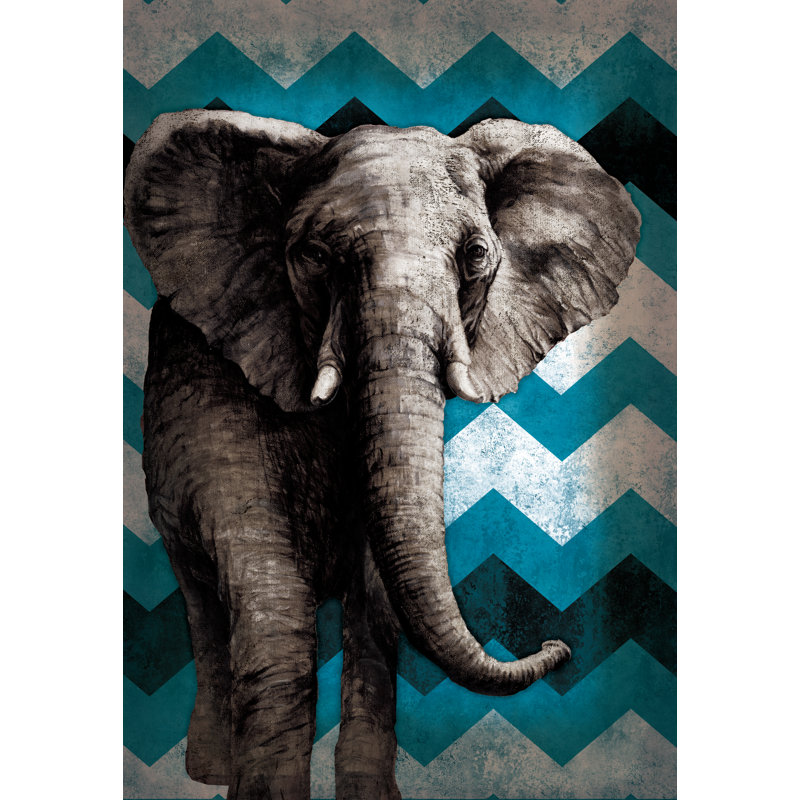 Chevron The Elephant - Wrapped Canvas Print, 30cm H x 46cm W x 3.8cm D