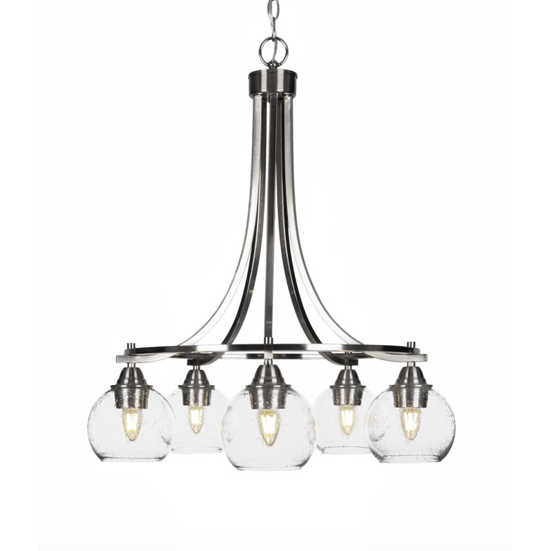 Lustre 5 lumières Achen, Nickel brossé