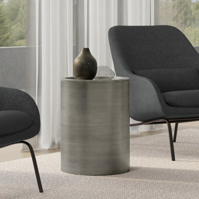 Corbin 17"W Metal Industrial End Table with Hammered Texture, Assembled
