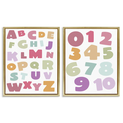 Muted Letters & Numbers Educational 2pc Floating Frame Set, design by Susan Ball