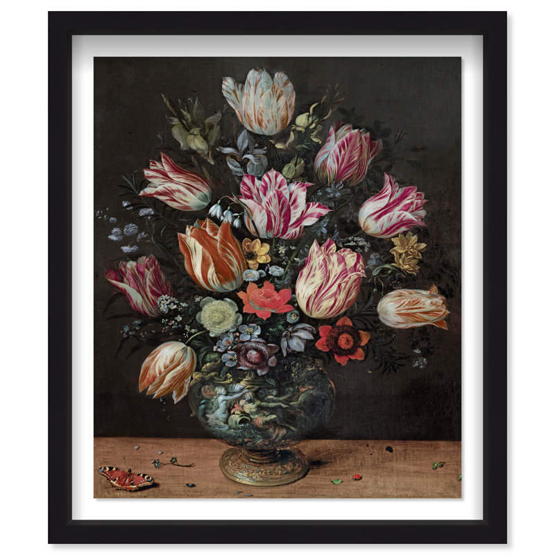 Francken the Younger Vase with Tulips Shadowbox Floral & Botanical Print by Oliver Gal, Black Frame, 16 x 20, 25.5"H x 21.5"W