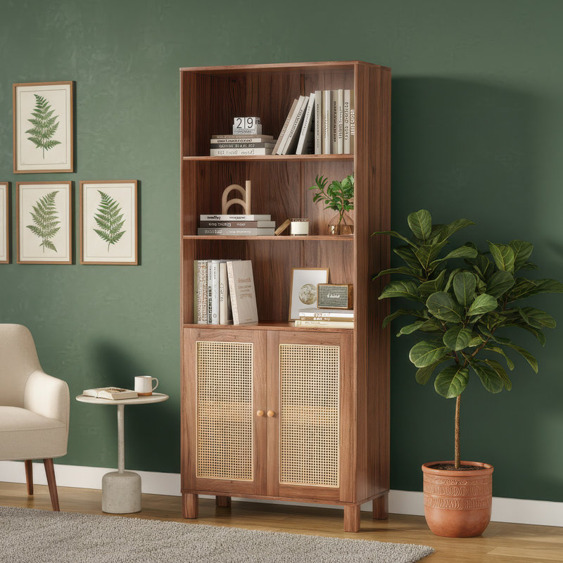 Bibliothèque moderne en rotin 29,9 ", Naturel