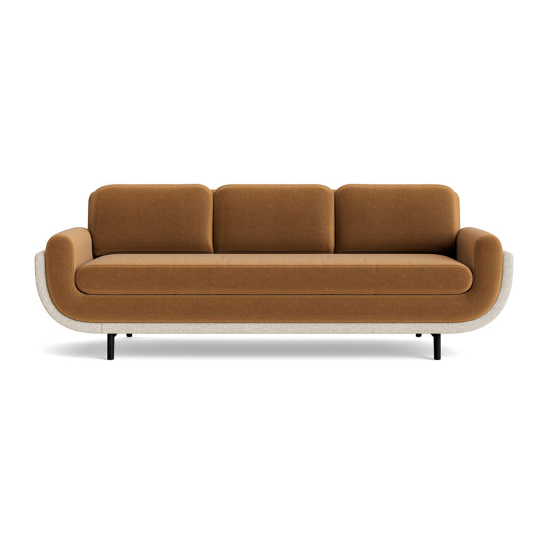 Regatta 90 Sofa, Performance Velvet-Hazelnut/Textured Weave-Toffee, Black