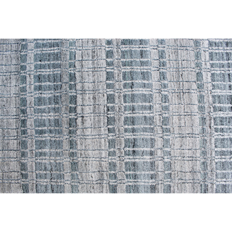 Tapis bleu clair et argent noué à la main de haute qualité, Rectangle 5 pi x 8 pi