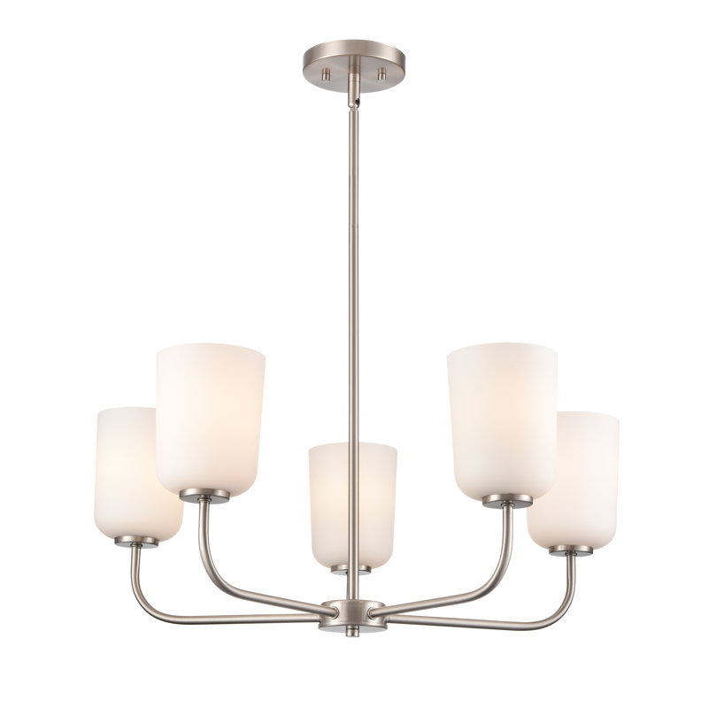 Lustre de 27 po de largeur Laphia, 5, Nickel brossé