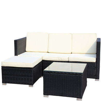 5 Outdoor Garden Patio Furniture : Pe , Coffee Table & Cushions Beige Enjoyment , Beige Cushions,