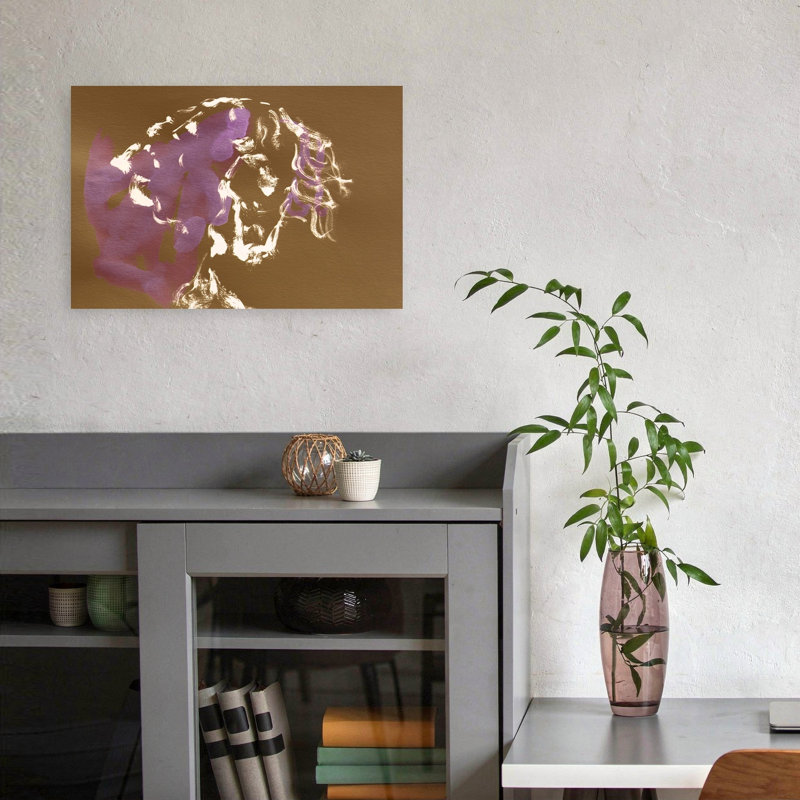 Abstrait mauve abstrait, impression d'art contemporain contemporain, H 12 po x l 18 po