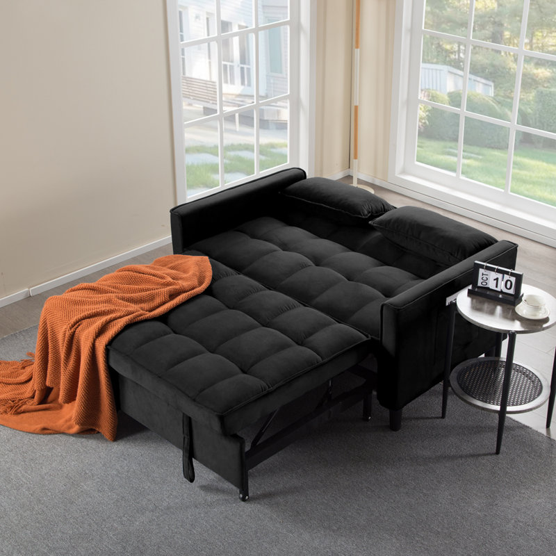 53.94" Sleeper Sofa Bed, Black