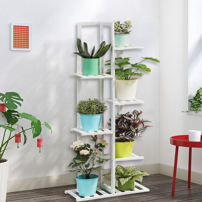 Alexander Free Form Multi-Tiered Rubberwood Plant Stand, White