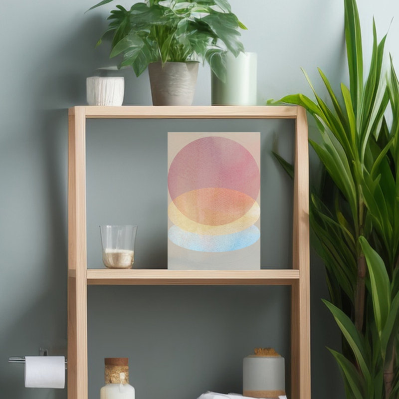 «Layered Pastel Ovals», art mural abstrait géométrique contemporain, H 18 po x l 12 po
