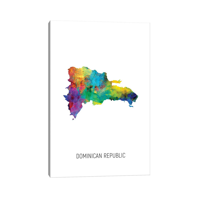 " Dominican Republic Map " by Michael Tompsett, 40" H x 26" W x 1.5" D
