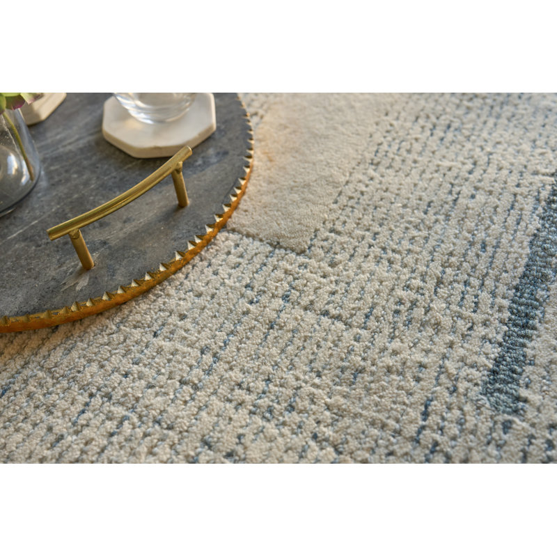 Nicada hand-tufted New Zealand Wool Blue/Ivory Area Rug, 10'X14'
