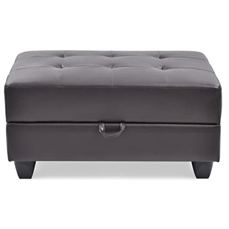 Benton Faux Leather Ottoman, Faux Leather Cappucino