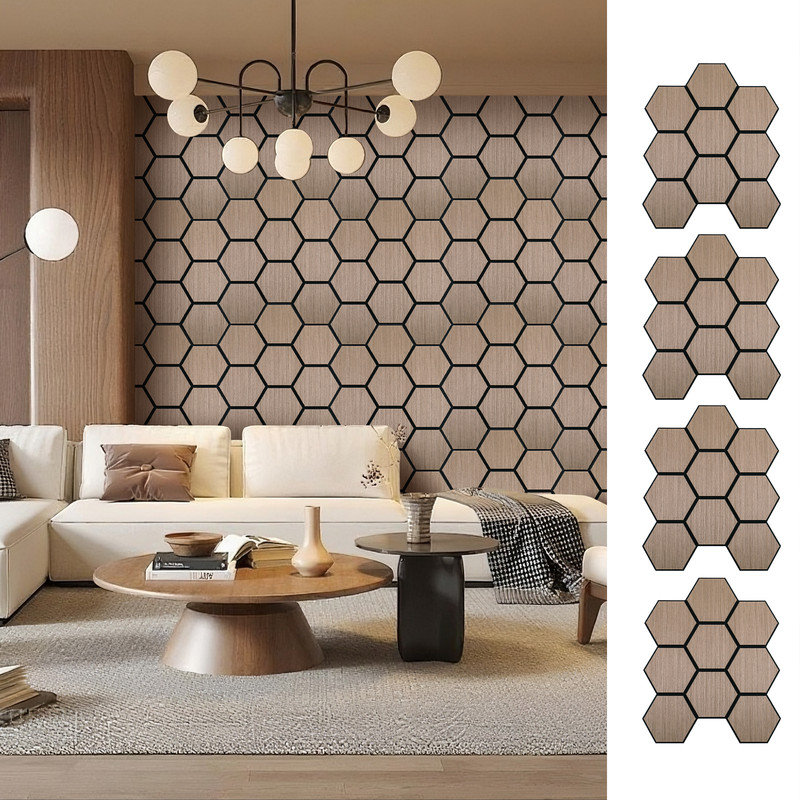 Panneaux acoustiques en bois de noyer, 0,35 po x 23,6 po x 23,6 po, revêtement mural décoratif en MDF pour salon, studio et bureau (paquet de 4)