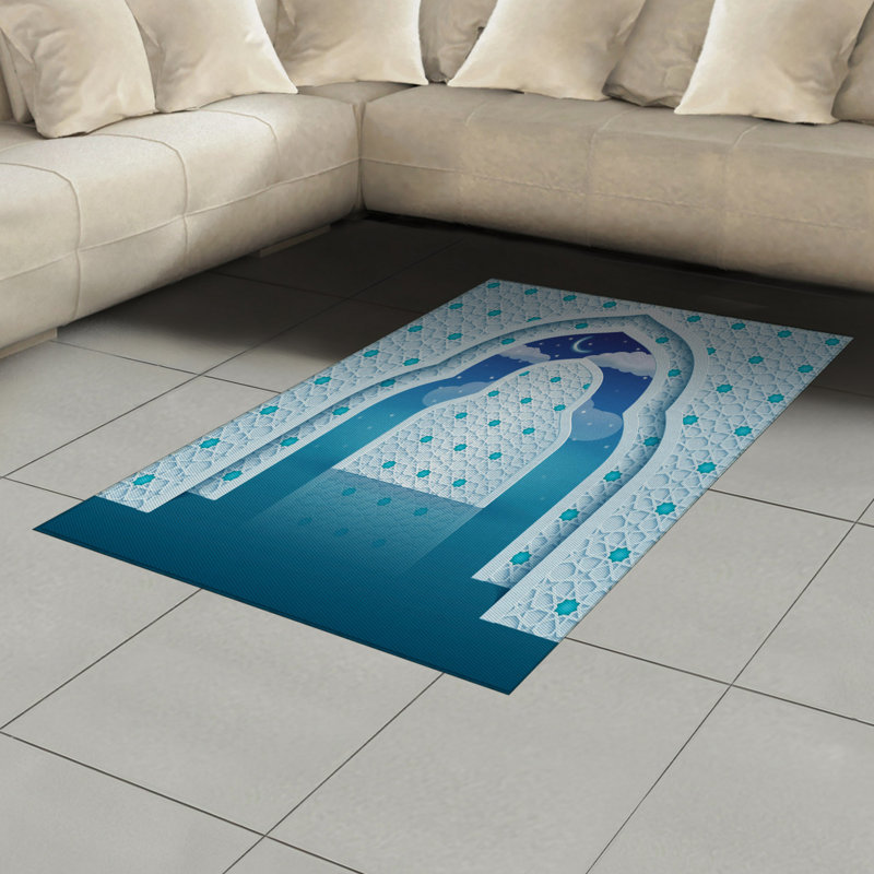 Tapis marocain à haute densité en fibre de polyester à longs fils décoratifs, Rectangle 2 pi 7 po x 5 pi