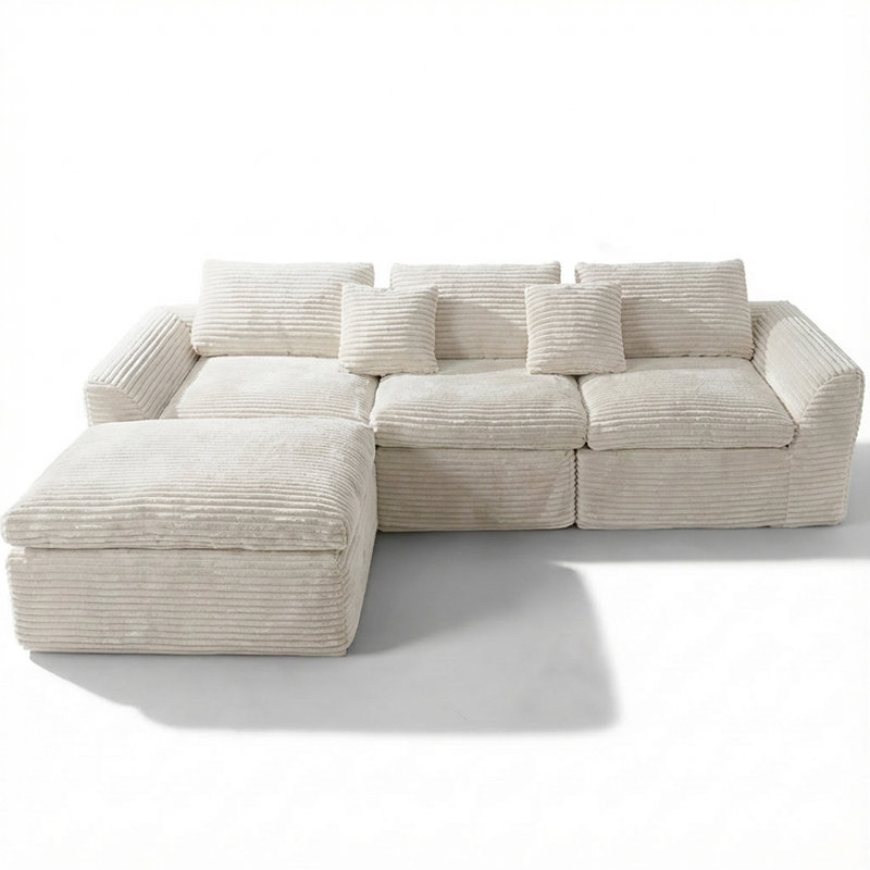 Canapé en éponge sans os de 108 pouces à haute résilience avec 30 coussins en forme de nuage à double couche, plusieurs options de combinaison, aucune installation requise