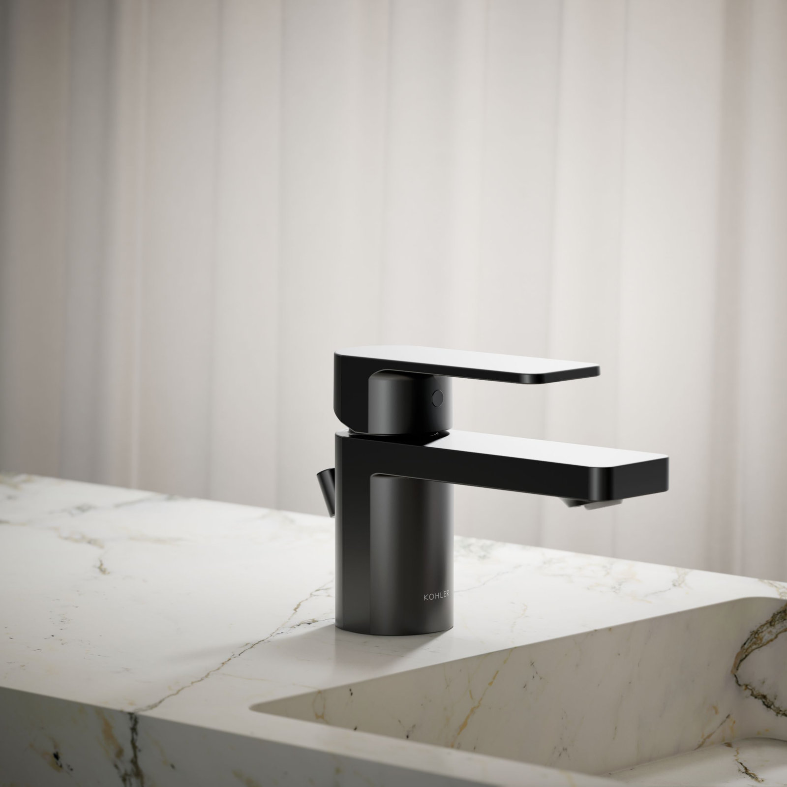 Parallel Single Hole Bathroom Faucet, Matte Black