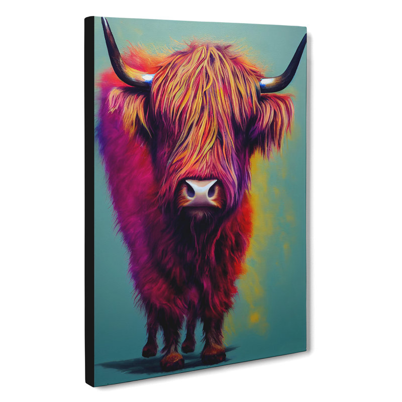 XC1022-1594X Colourful Highland Cow No.3 - Wrapped Canvas Print, 50cm H x 35cm W x 3cm D
